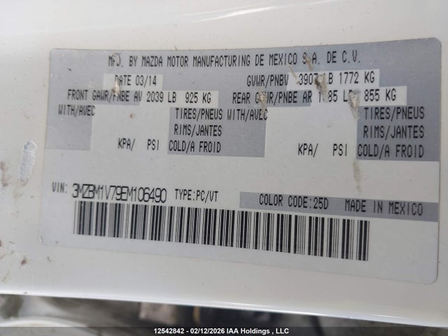 3MZBM1V79EM106490 Mazda MAZDA3