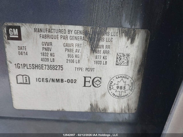 1G1PL5SH6E7368275 Chevrolet CRUZE LS
