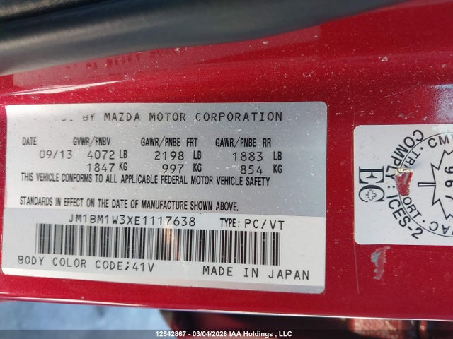 JM1BM1W3XE1117638 Mazda Mazda3 Gt-sky