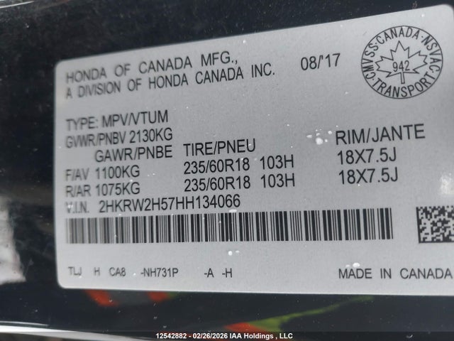 2HKRW2H57HH134066 Honda CR-V EX
