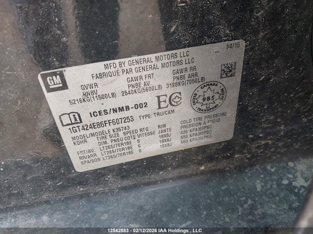 2015 Gmc Sierra 3500hd Denali მანქანა იყიდება აუქციონზე, vin: 1GT424E86FF607253, აუქციონის ნომერი: 12542883