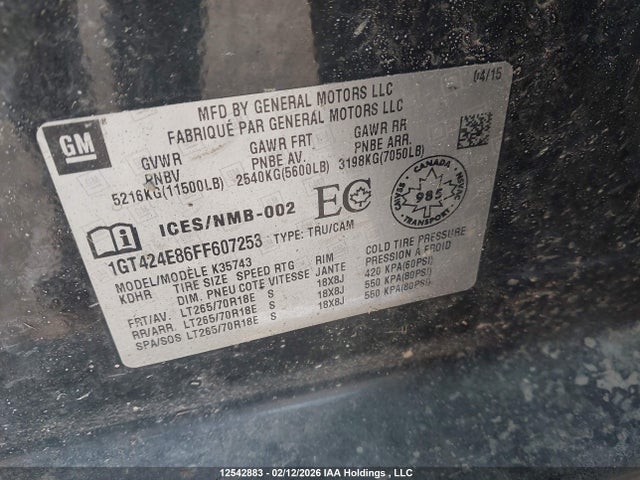 2015 Gmc Sierra 3500hd Denali მანქანა იყიდება აუქციონზე, vin: 1GT424E86FF607253, აუქციონის ნომერი: 12542883