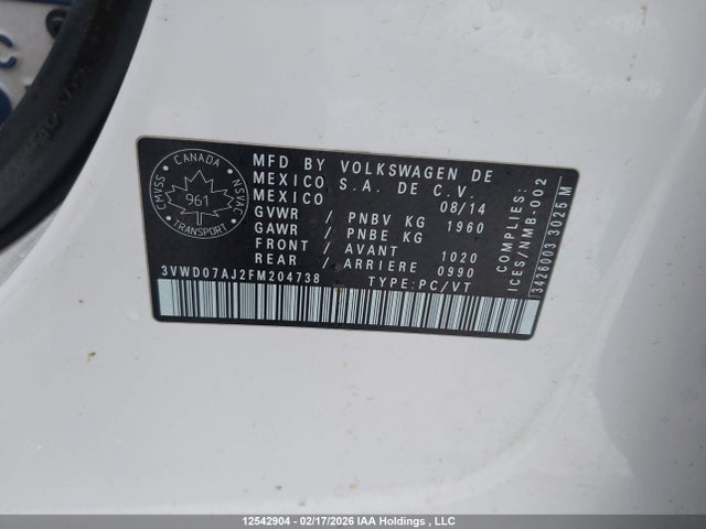 3VWD07AJ2FM204738 Volkswagen Jetta