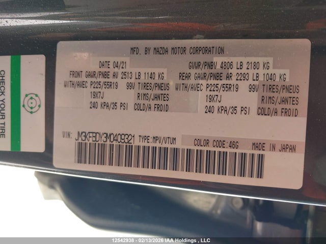 JM3KFBDY3M0409321 Mazda CX-5 GT