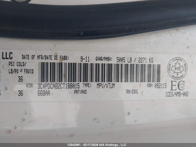 Aukcja sprzedaży 2012 Dodge Journey Se, vin: 3C4PDCAB2CT188015, numer aukcji: 12542961