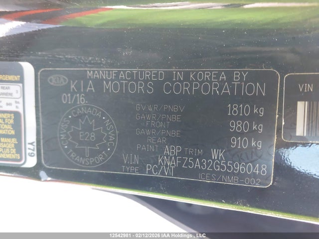 KNAFZ5A32G5596048 KIA Forte 1.6l Sx/1.6l Sx Luxury