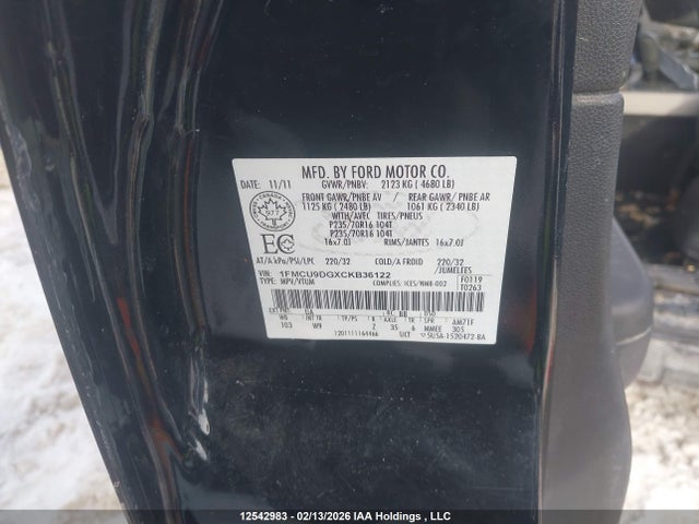Продаж на аукціоні авто 2012 Ford Escape Xlt, vin: 1FMCU9DGXCKB36122, номер лоту: 12542983