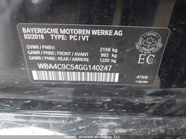 Aukcja sprzedaży 2016 Bmw 428i Gran Coupe Xdrive, vin: WBA4C9C54GG140247, numer aukcji: 12542997