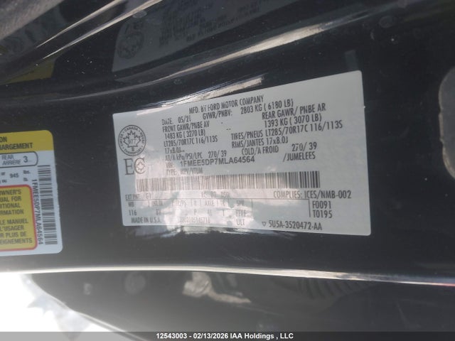 2021 Ford Bronco Badlands მანქანა იყიდება აუქციონზე, vin: 1FMEE5DP7MLA64564, აუქციონის ნომერი: 12543003
