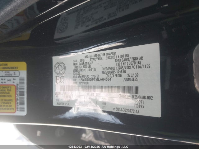 2021 Ford Bronco Badlands მანქანა იყიდება აუქციონზე, vin: 1FMEE5DP7MLA64564, აუქციონის ნომერი: 12543003