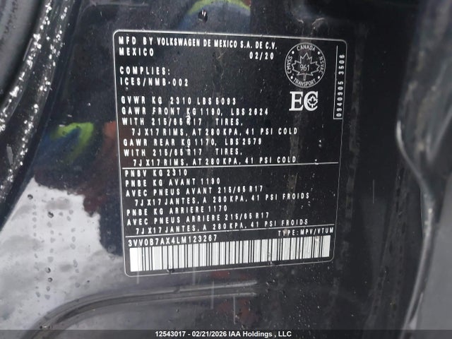 3VV0B7AX4LM123267 Volkswagen Tiguan Trendline