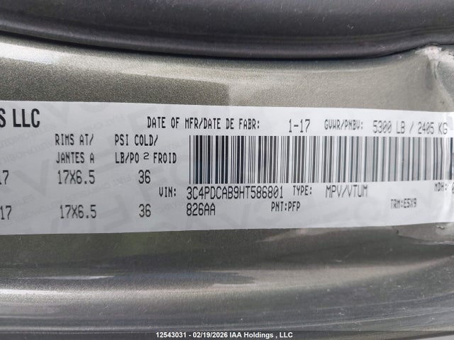 3C4PDCAB9HT586801 Dodge Journey Cvp/se