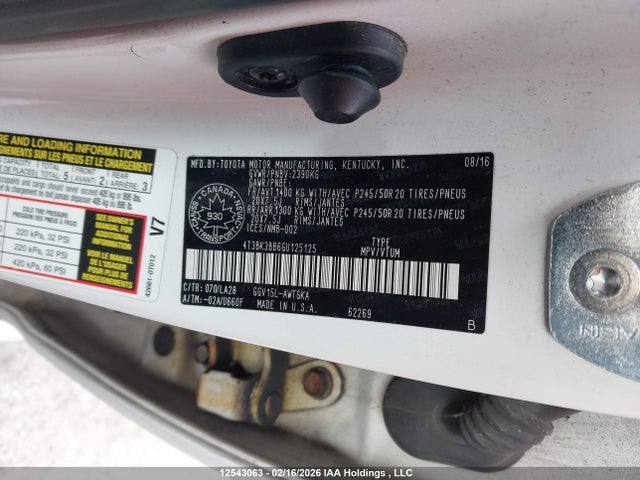 4T3BK3BB6GU125125 Toyota Venza Base V6