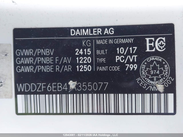 WDDZF6EB4JA355077 Mercedes-Benz E 43 4matic Amg