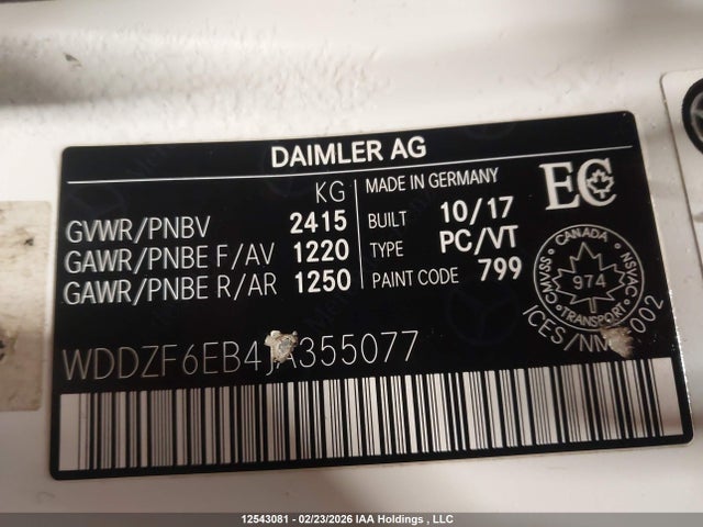 WDDZF6EB4JA355077 Mercedes-Benz E 43 4matic Amg