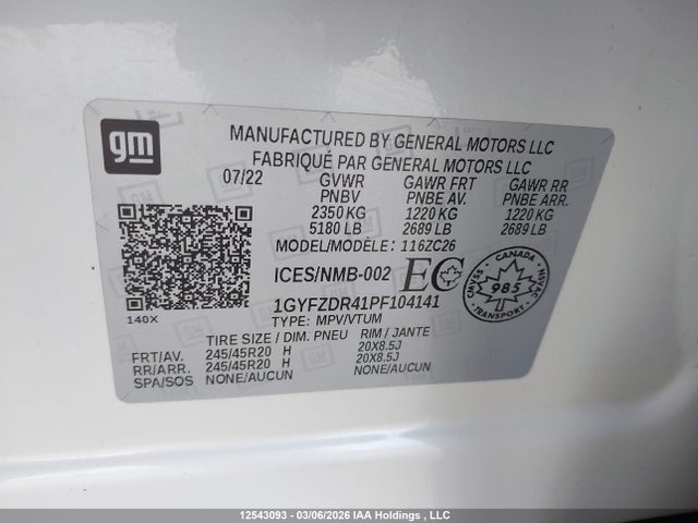 1GYFZDR41PF104141 Cadillac Xt4 Premium Luxury