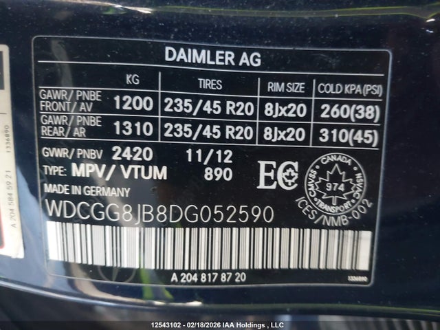Продажа на аукционе авто 2013 Mercedes-benz Glk 350 4matic, vin: WDCGG8JB8DG052590, номер лота: 12543102
