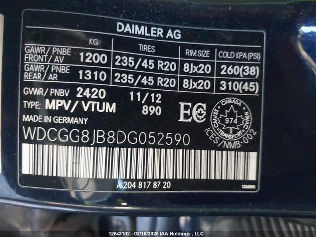 Продажа на аукционе авто 2013 Mercedes-benz Glk 350 4matic, vin: WDCGG8JB8DG052590, номер лота: 12543102