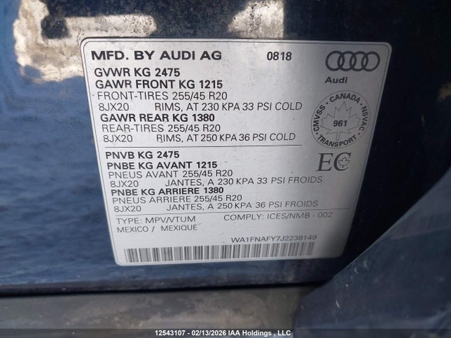 WA1FNAFY7J2238149 Audi Q5 Technik S-line