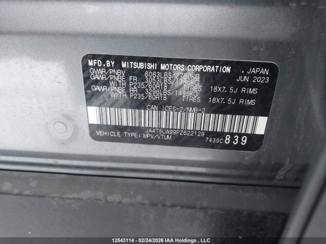 JA4T5UA99PZ622129 Mitsubishi Outlander Phev Le/sel