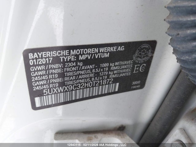 5UXWX9C32H0T21872 BMW X3 XDRIVE2
