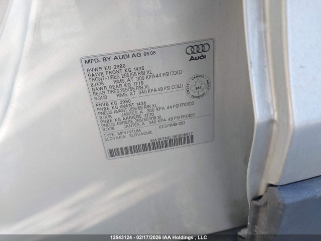 Aukcja sprzedaży 2009 Audi Q7 3.6 Quattro, vin: WA1AY64L19D006927, numer aukcji: 12543124