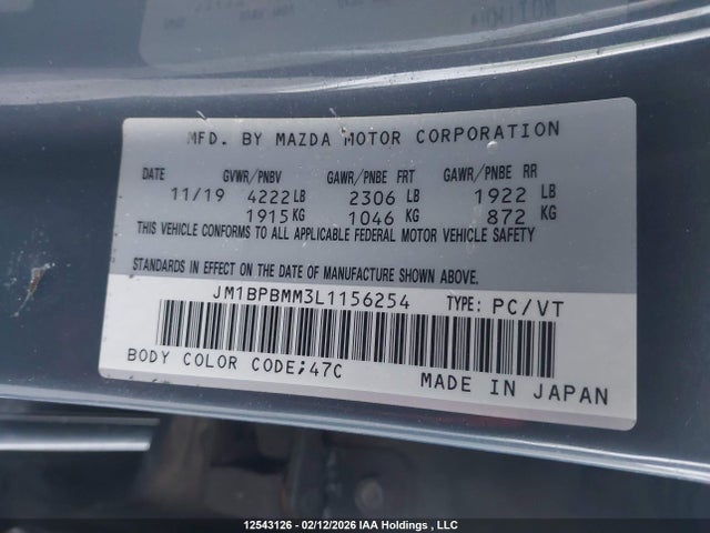 JM1BPBMM3L1156254 Mazda Mazda3 Gt