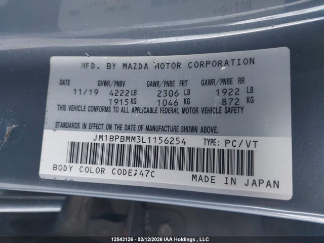 JM1BPBMM3L1156254 Mazda Mazda3 Gt
