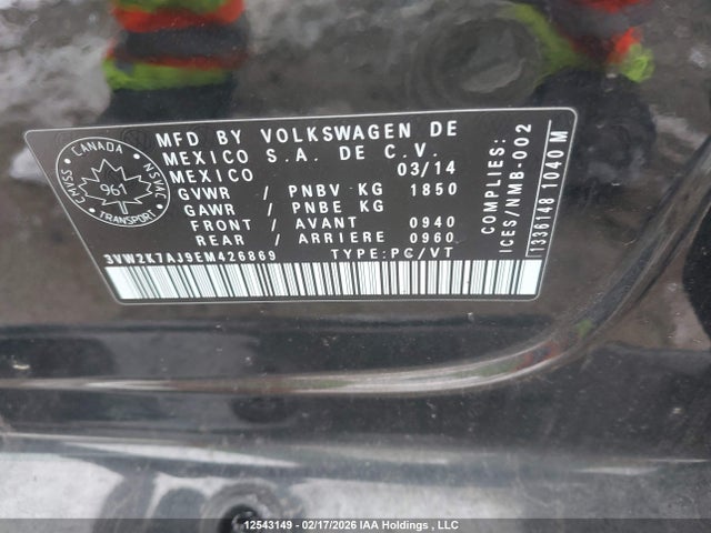3VW2K7AJ9EM426869 Volkswagen Jetta 2.0l Trendline+
