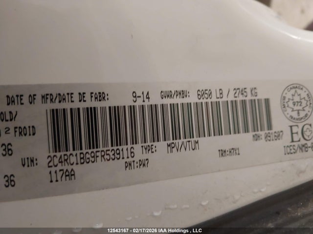 2C4RC1BG9FR539116 Chrysler Town &amp; Country Touring