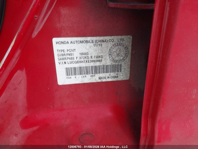 LUCGE8H7XE3003960 Honda Fit Sport