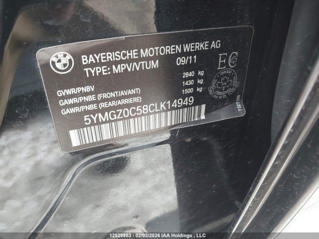 12529953 :رقم المزاد ، 5YMGZ0C58CLK14949 vin ، 2012 Bmw X6 M مزاد بيع