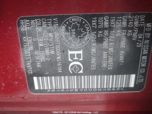 JN8BT3DD0PW316184 Nissan Rogue Platinum