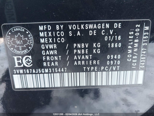 3VW167AJ5GM315447 Volkswagen Jetta 1.4 Tsi Trendline/1.4 Tsi Trendline+