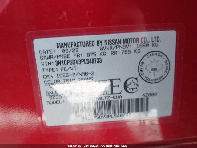 2023 Nissan Kicks Sr მანქანა იყიდება აუქციონზე, vin: 3N1CP5DV3PL548733, აუქციონის ნომერი: 12543185