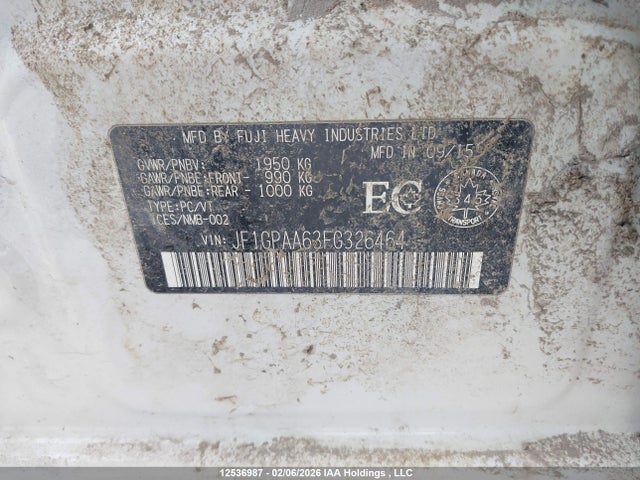 JF1GPAA63FG326464 Subaru Impreza 2.0i/2.0i Limited Package/2.0i Touring Package