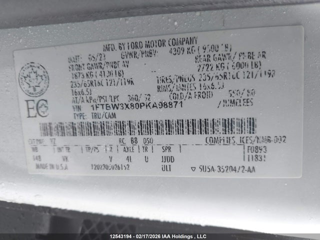 1FTBW3X80PKA98871 Ford Transit