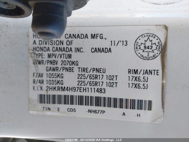 Honda Cr-v Touring 2014 2HKRM4H97EH111483 Image 9