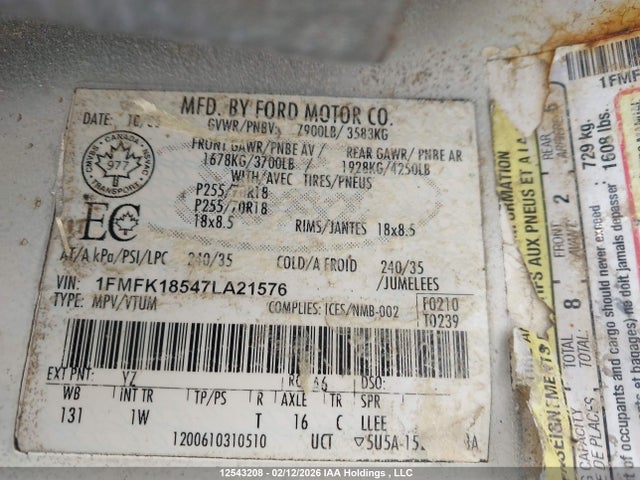 Продаж на аукціоні авто 2007 Ford Expedition El Eddie Bauer, vin: 1FMFK18547LA21576, номер лоту: 12543208