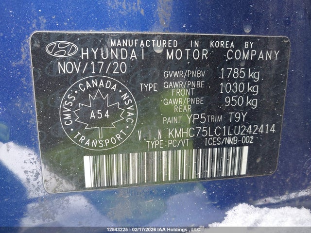 KMHC75LC1LU242414 Hyundai IONIQ SE