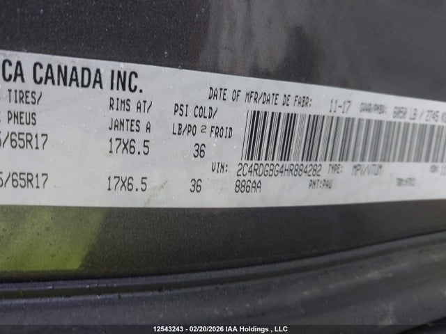 2C4RDGBG4HR884282 Dodge Grand Caravan Cvp/sxt