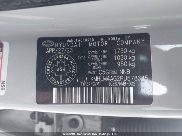 KMHLM4AG2PU578345 Hyundai Elantra Preferred Ivt With Tech Package
