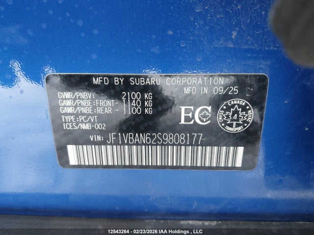 JF1VBAN62S9808177 Subaru Wrx Limited