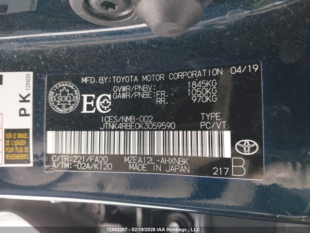 JTNK4RBE0K3059590 Toyota Corolla