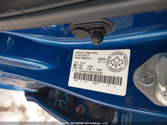 2013 Honda Civic Lx მანქანა იყიდება აუქციონზე, vin: 2HGFB2F45DH020239, აუქციონის ნომერი: 12543276