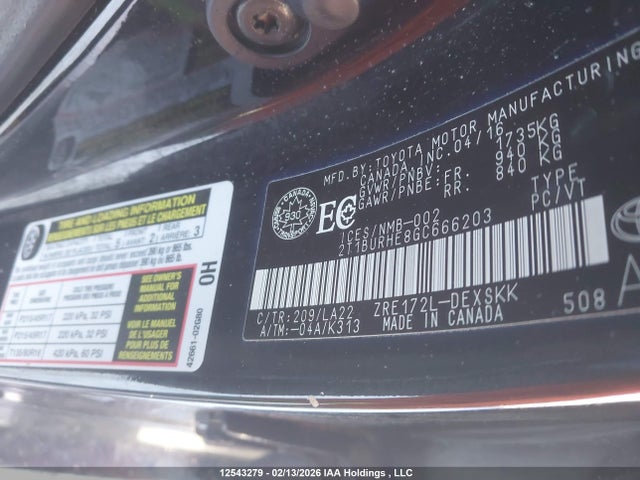 2T1BURHE8GC666203 Toyota Corolla L/le/le Pls/prm/s/s Pls