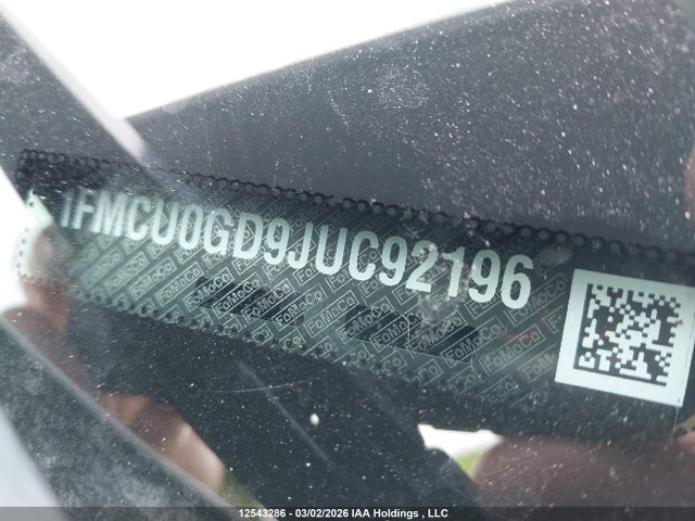 12543286 :رقم المزاد ، 1FMCU0GD9JUC92196 vin ، 2018 Ford Escape Se مزاد بيع