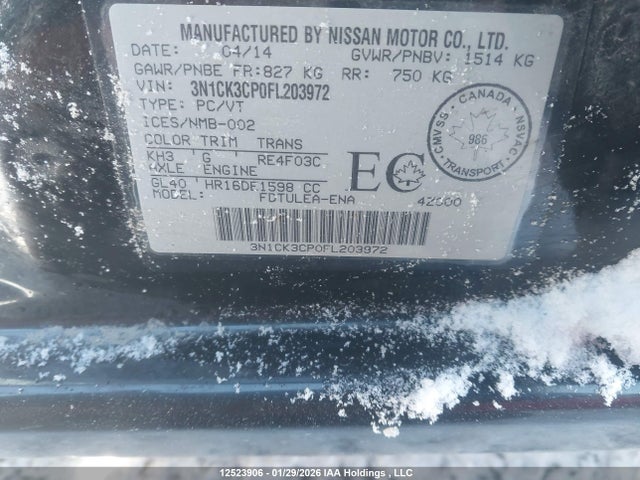 Nissan Micra S/sr/sv 2015 3N1CK3CP0FL203972 Image 9