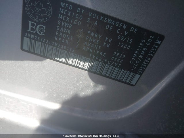 3VW267AJ1GM238192 Volkswagen Jetta 1.4 Tsi Trendline/1.4 Tsi Trendline+