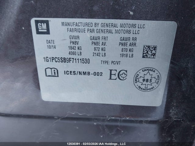 1G1PC5SB9F7111530 Chevrolet Cruze 1lt